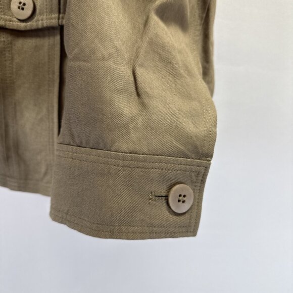 Talbots Womens Blazer Jacket Size 12 Safari Button Pockets Linen Blend Safari - Picture 11 of 14